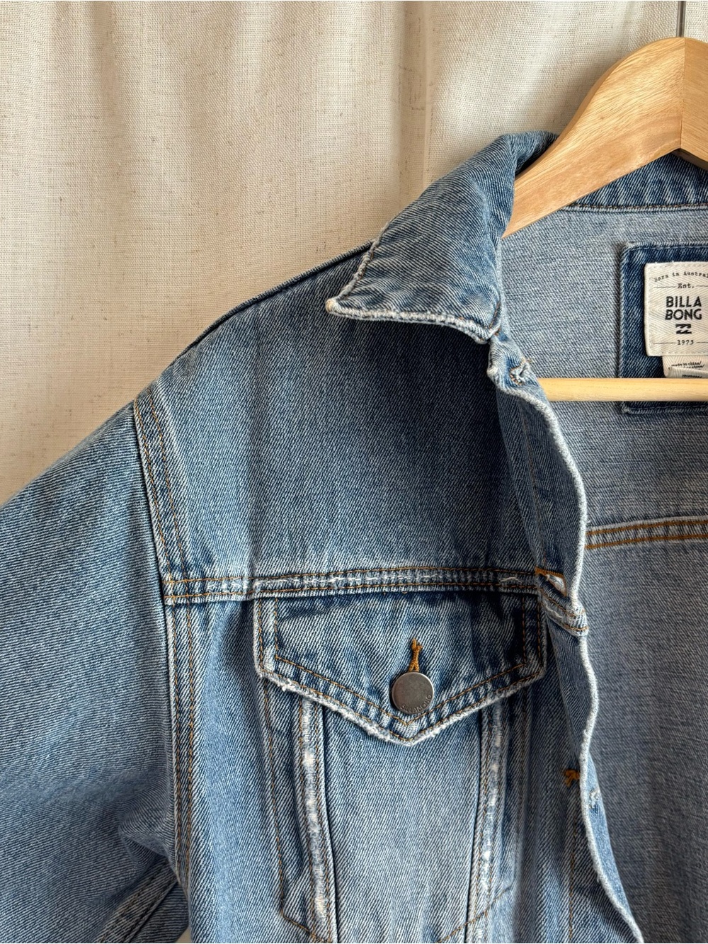 Billabong Light Blue Denim Jacket with Label Detail - Picture 2 of 4